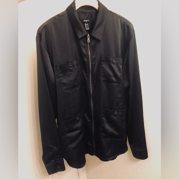 Forever 21 Men’s Black Size Large Zip Up Long Sleeve 4-Pocket Shirt (Pre-Owned) - Picture 7 of 9